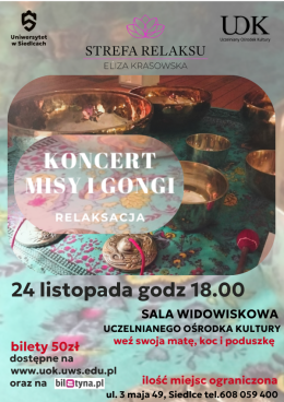 Siedlce Wydarzenie Koncert Koncert Misy i Gongi Relaksacja